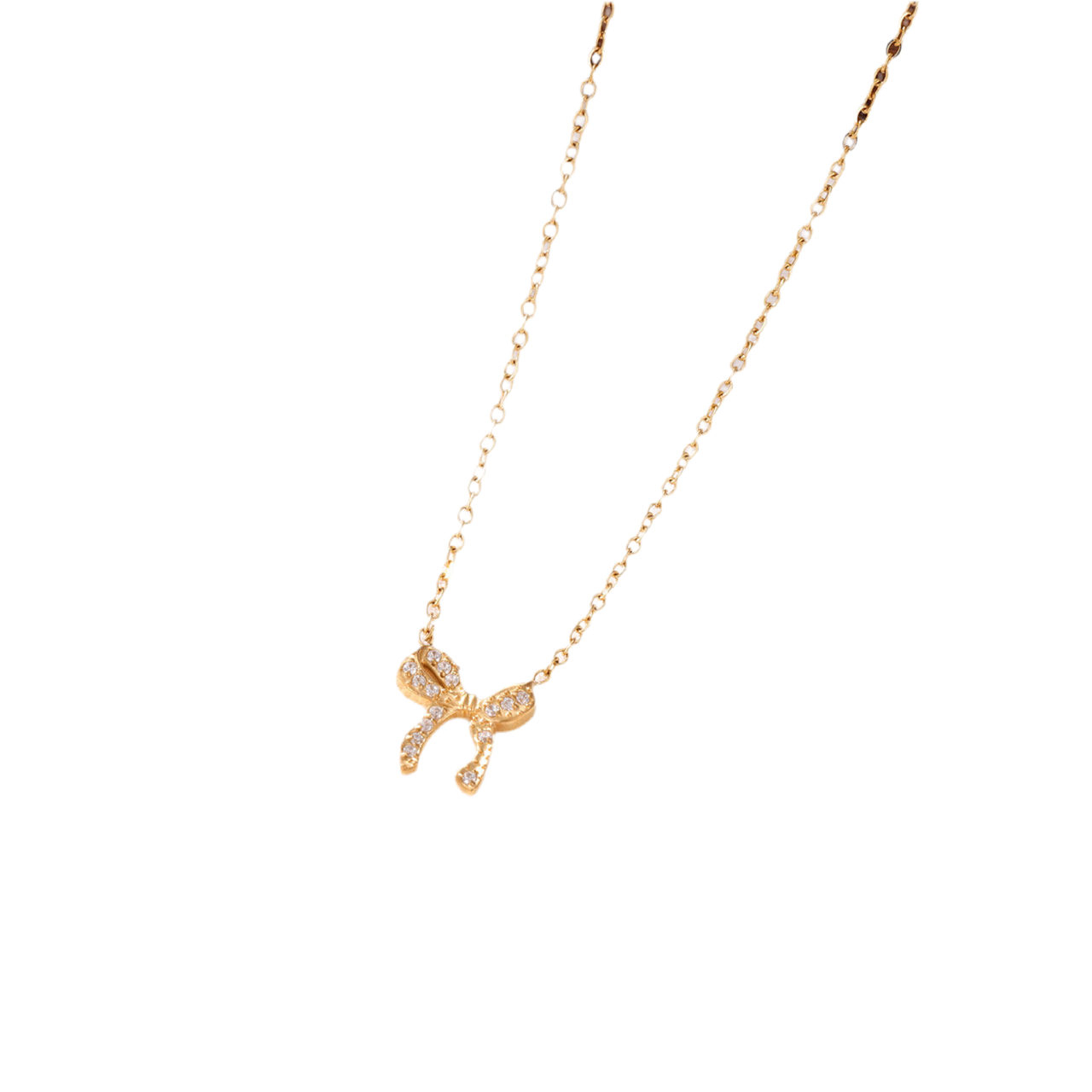 Dainty stone bow necklace ( stainless steel )