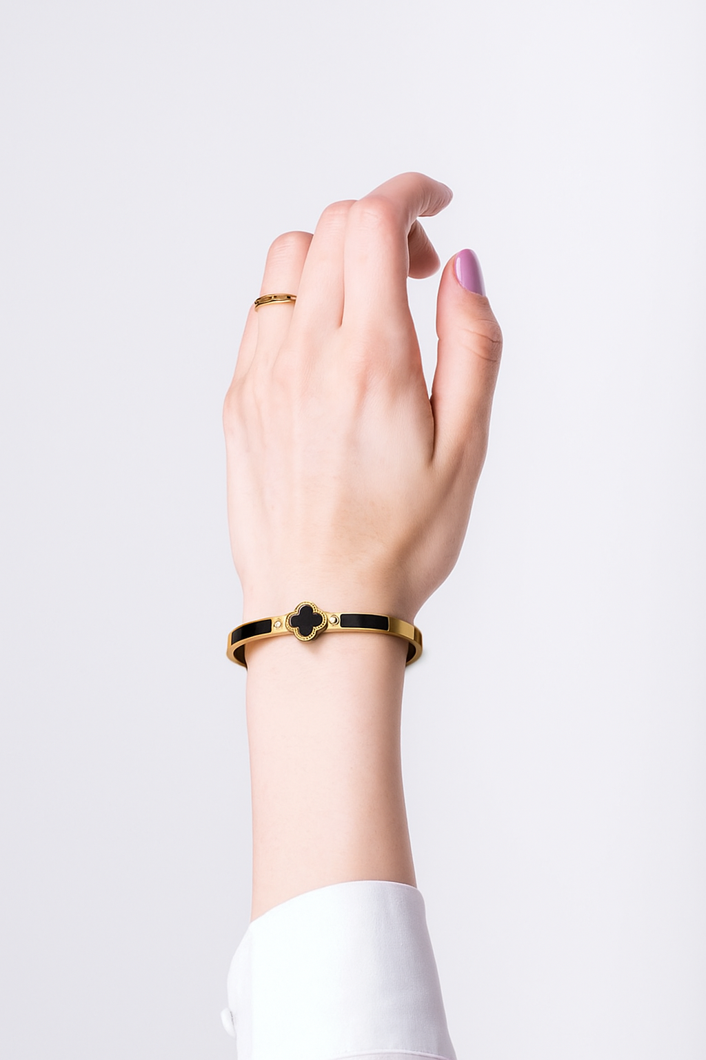 Gold Daisy Bangle - stainless steel