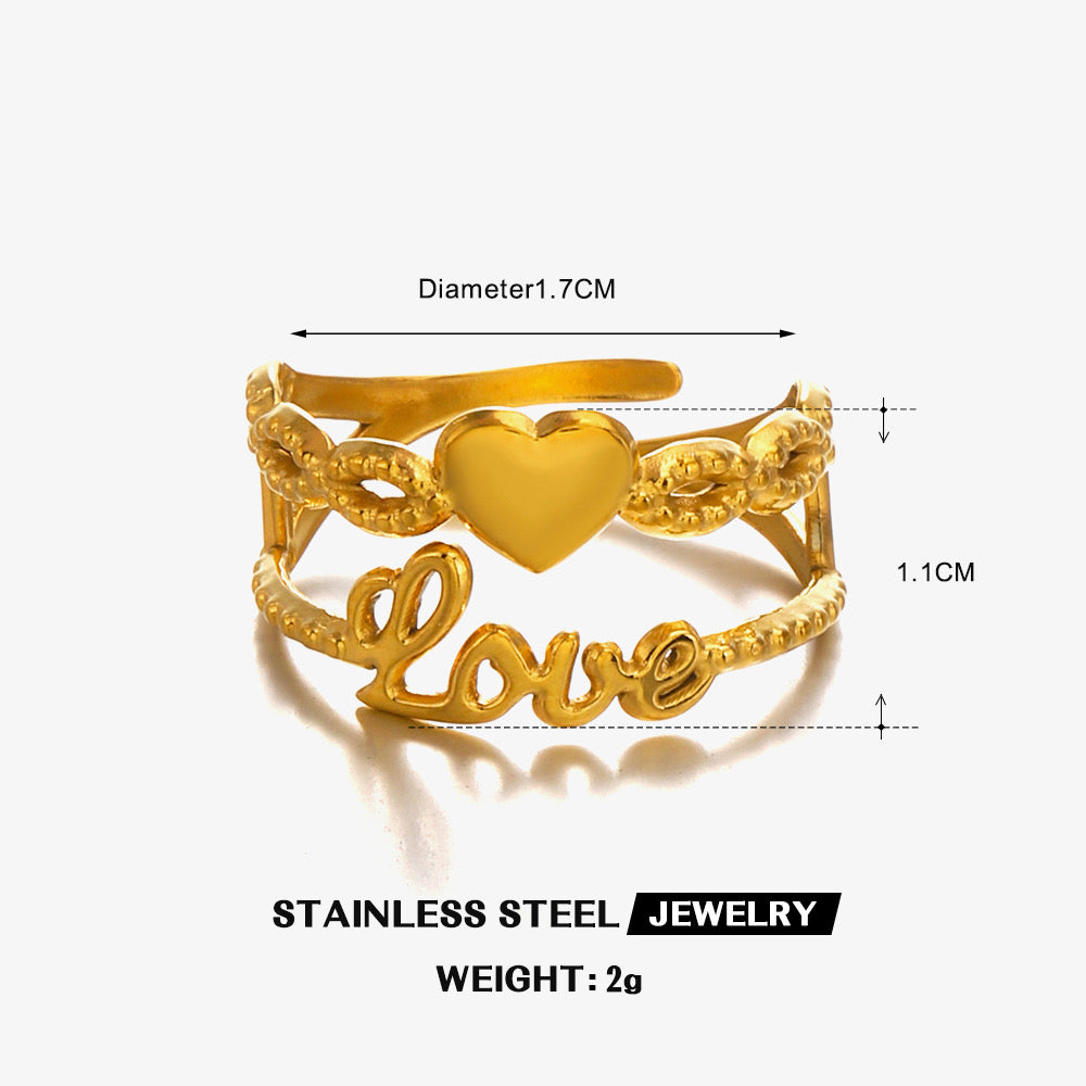 Love intwine double ring ( stainless steel adjustable)