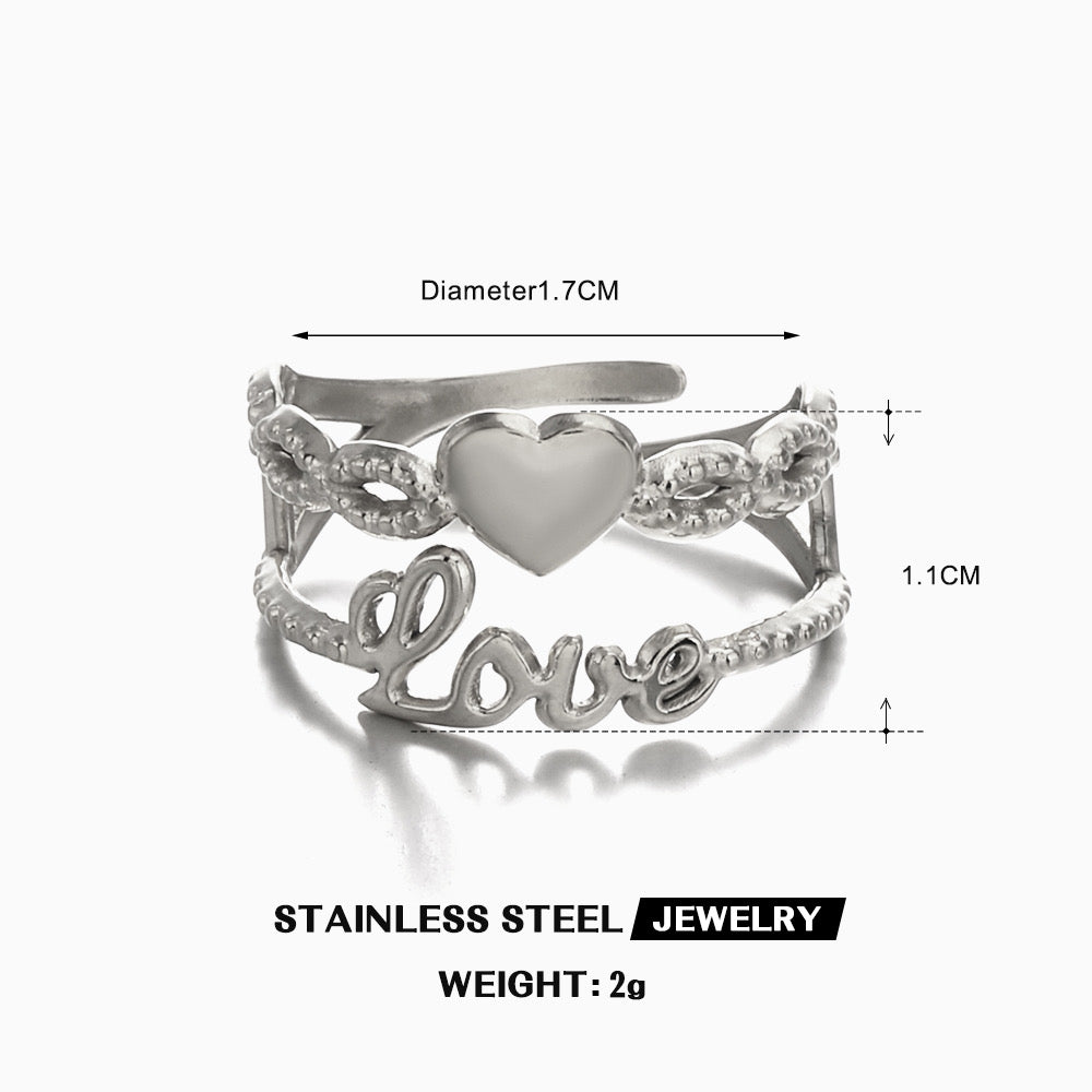 Love intwine double ring ( stainless steel adjustable)