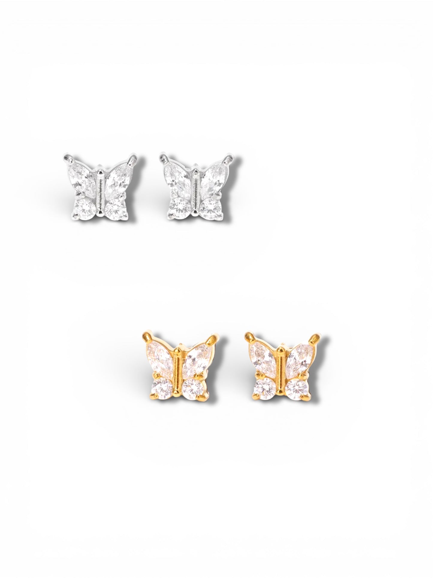 Bling butterfly stud earring ( stainless steel )