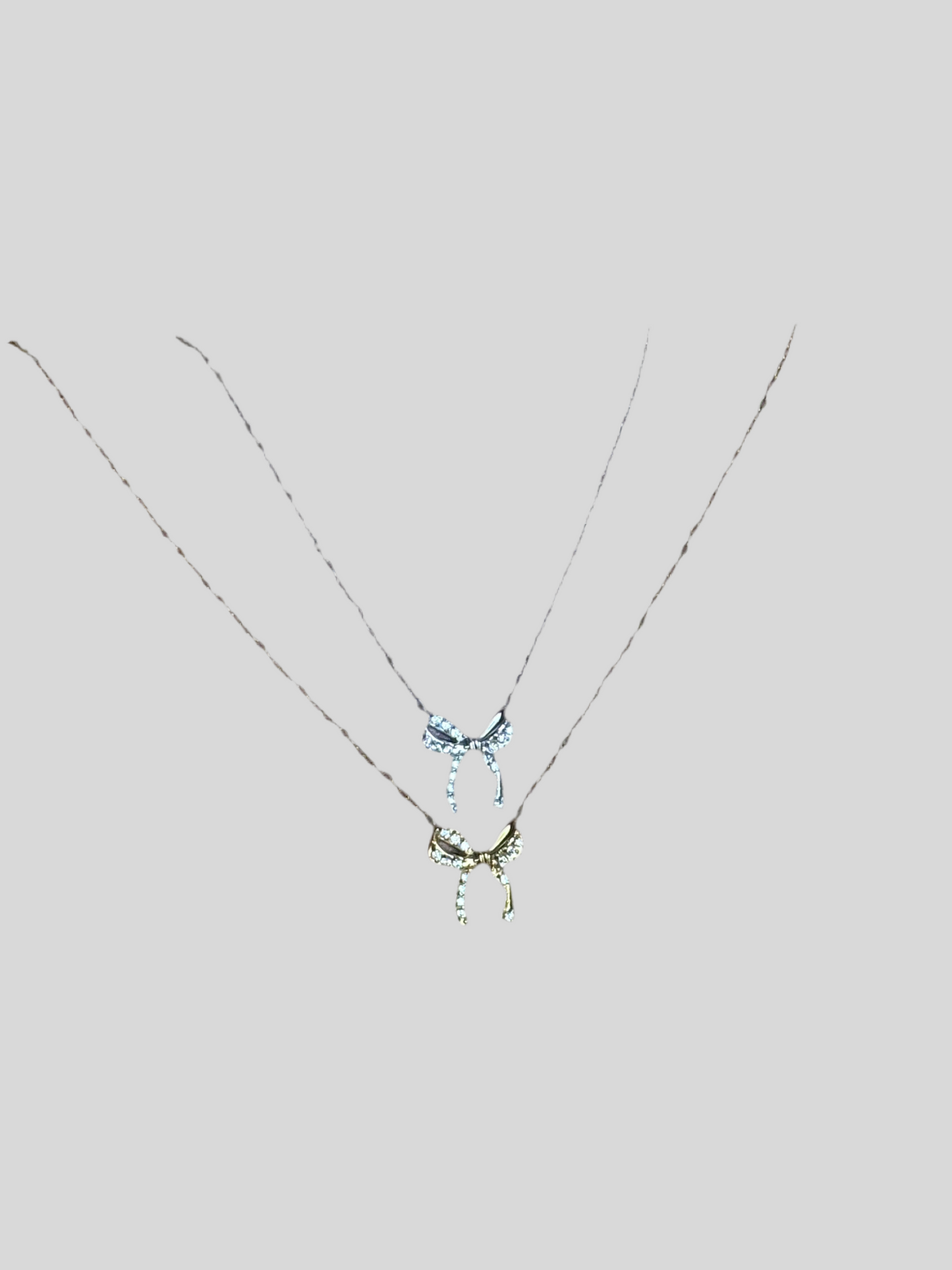 Dainty stone bow necklace ( stainless steel )