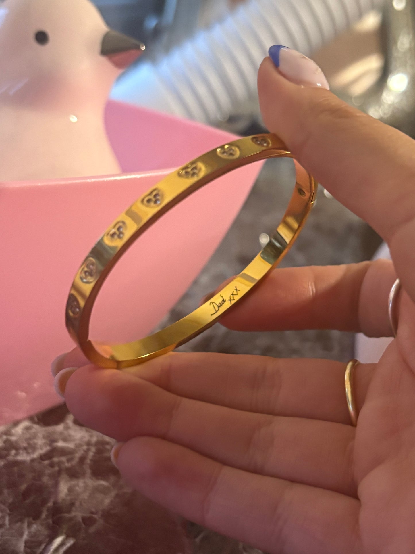 Stone heart Lust bangle ( stainless steel )