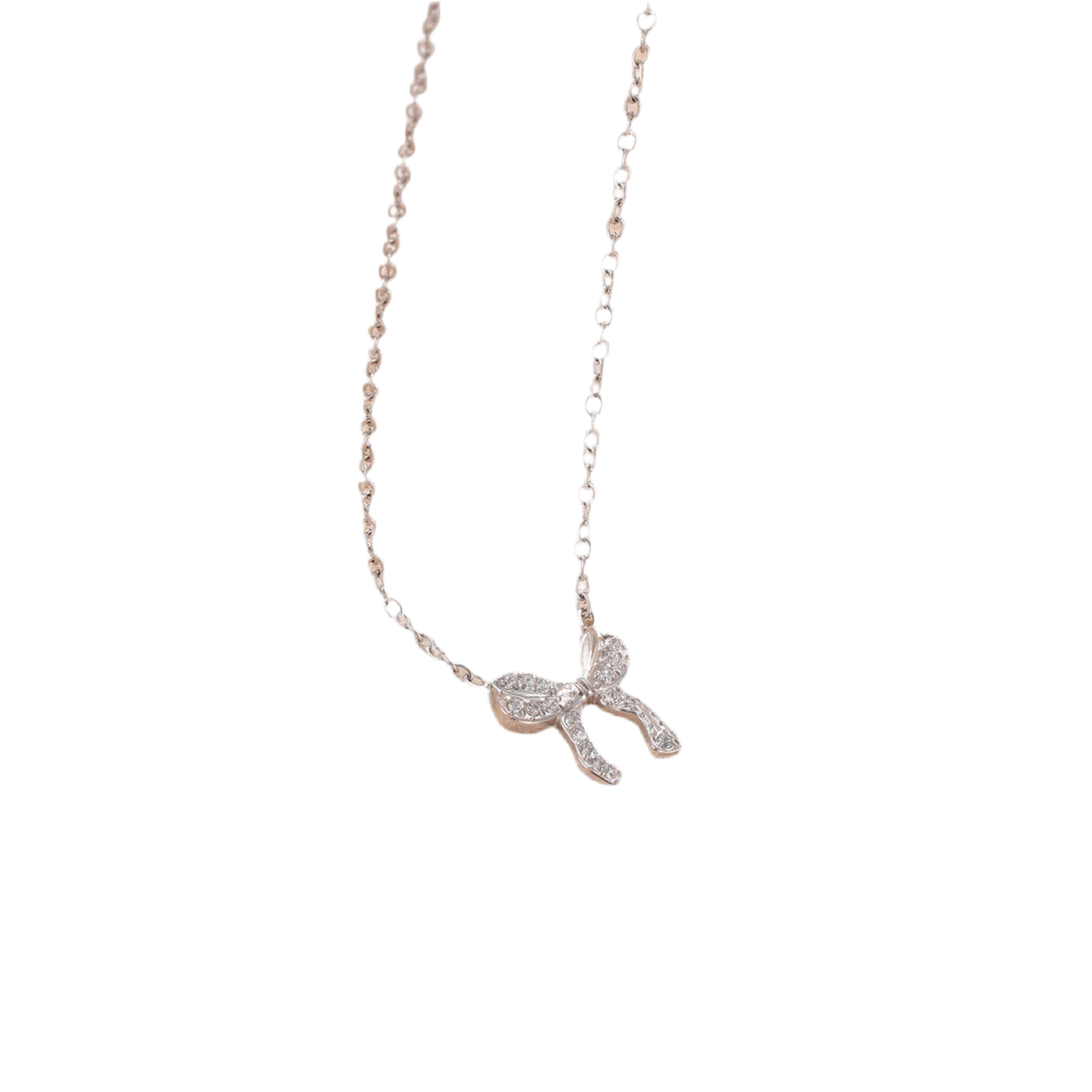 Dainty stone bow necklace ( stainless steel )