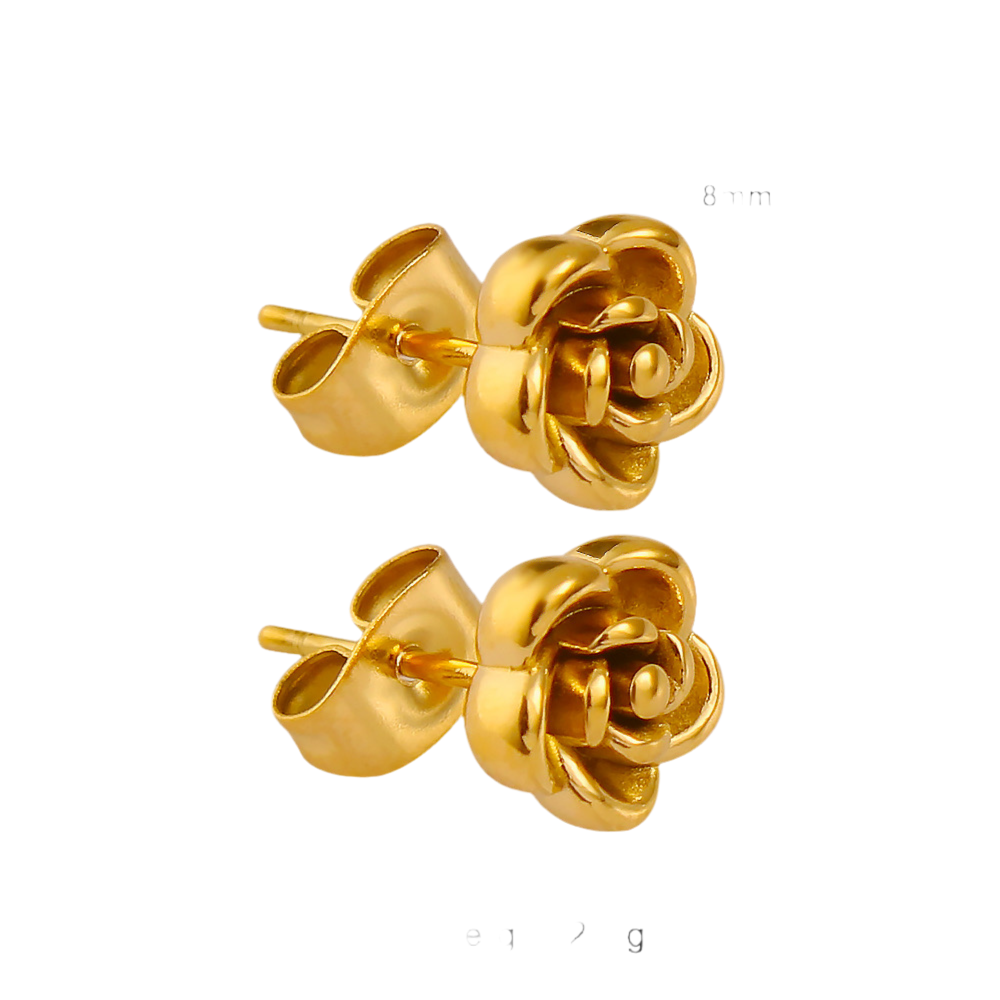 3D Rose studs ( stainless steel )