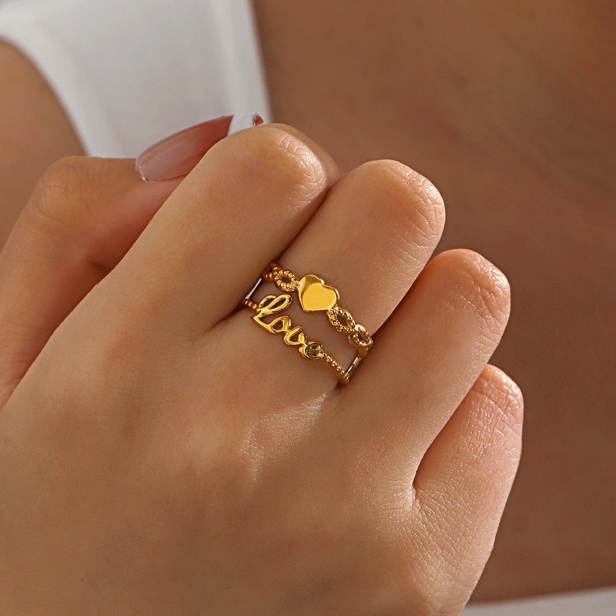 Love intwine double ring ( stainless steel adjustable)