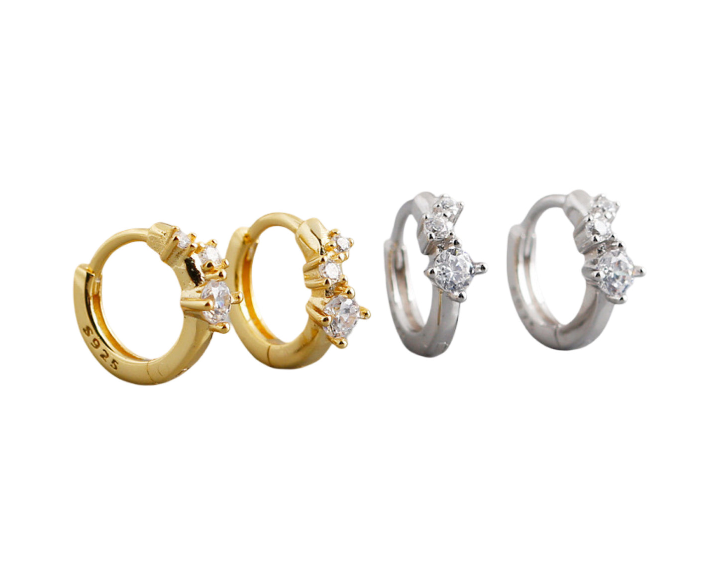 Dainty Aura - Huggies ( sterling silver )