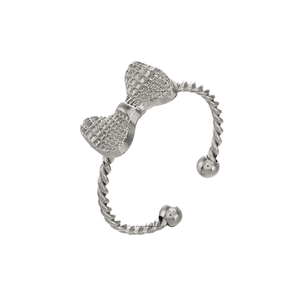 Textured bow ring ( stainless steel adjustable)