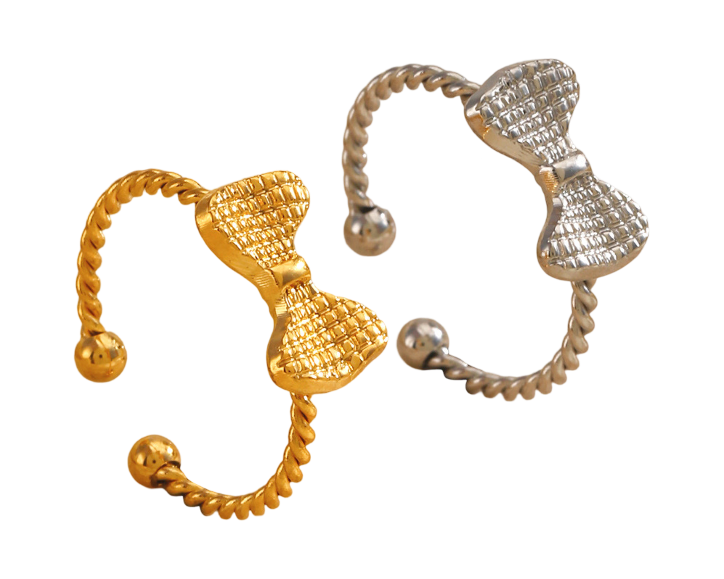 Textured bow ring ( stainless steel adjustable)