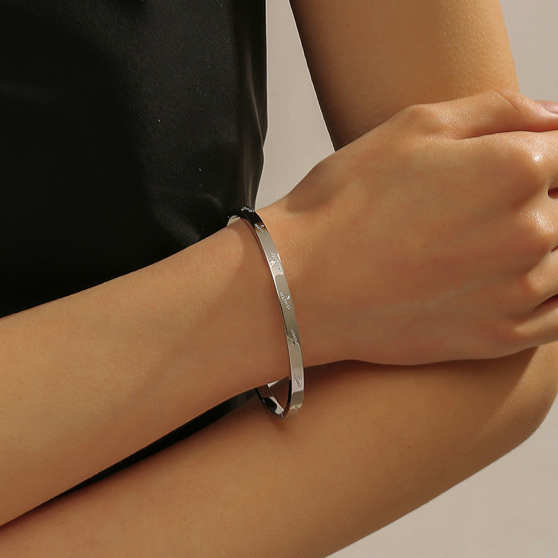 ‘I love you forever’ bangle (engrave stamped stainless steel )