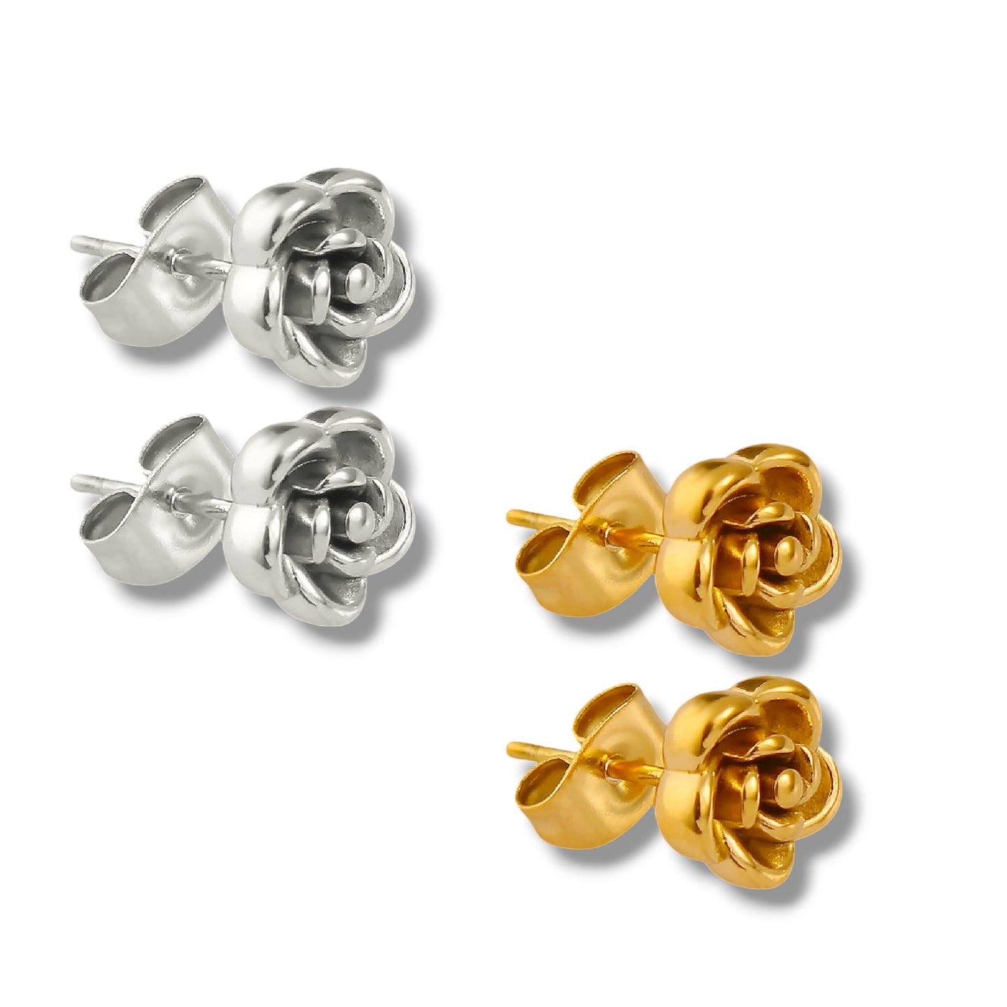 3D Rose studs ( stainless steel )