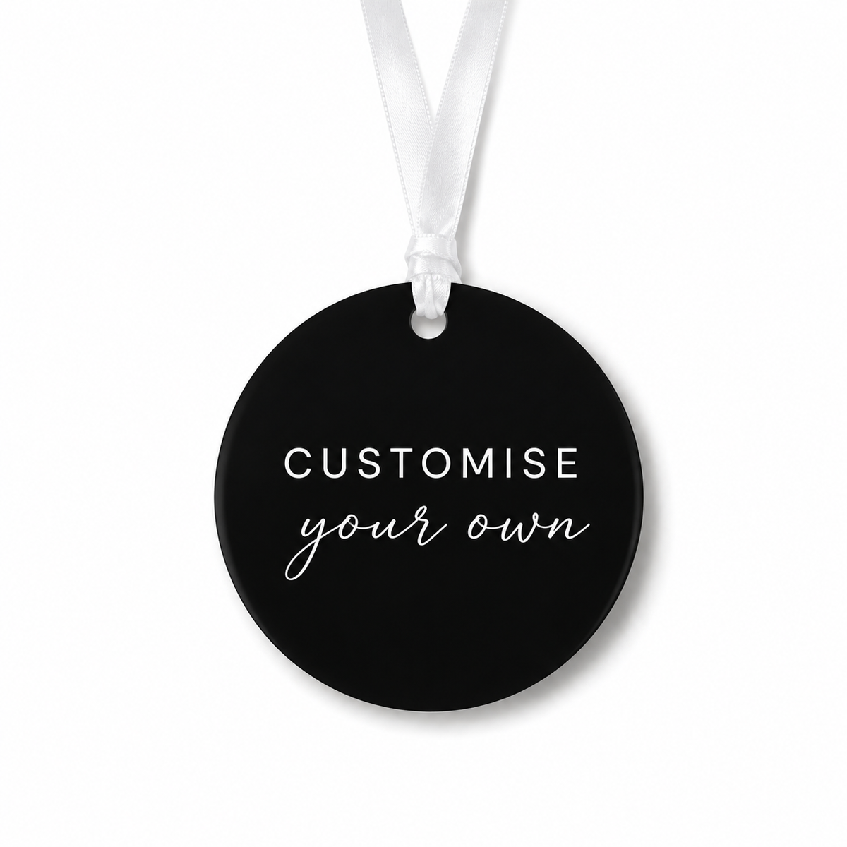 Engrave-able Small/medium acrylic pendant with white ribbon