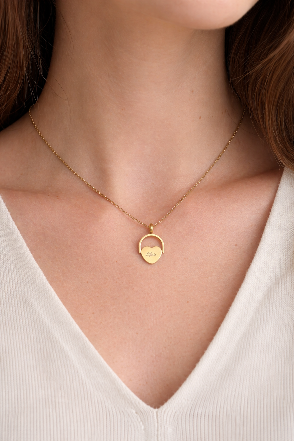 Engrave-able rotatable small heart necklace (stainless steel)