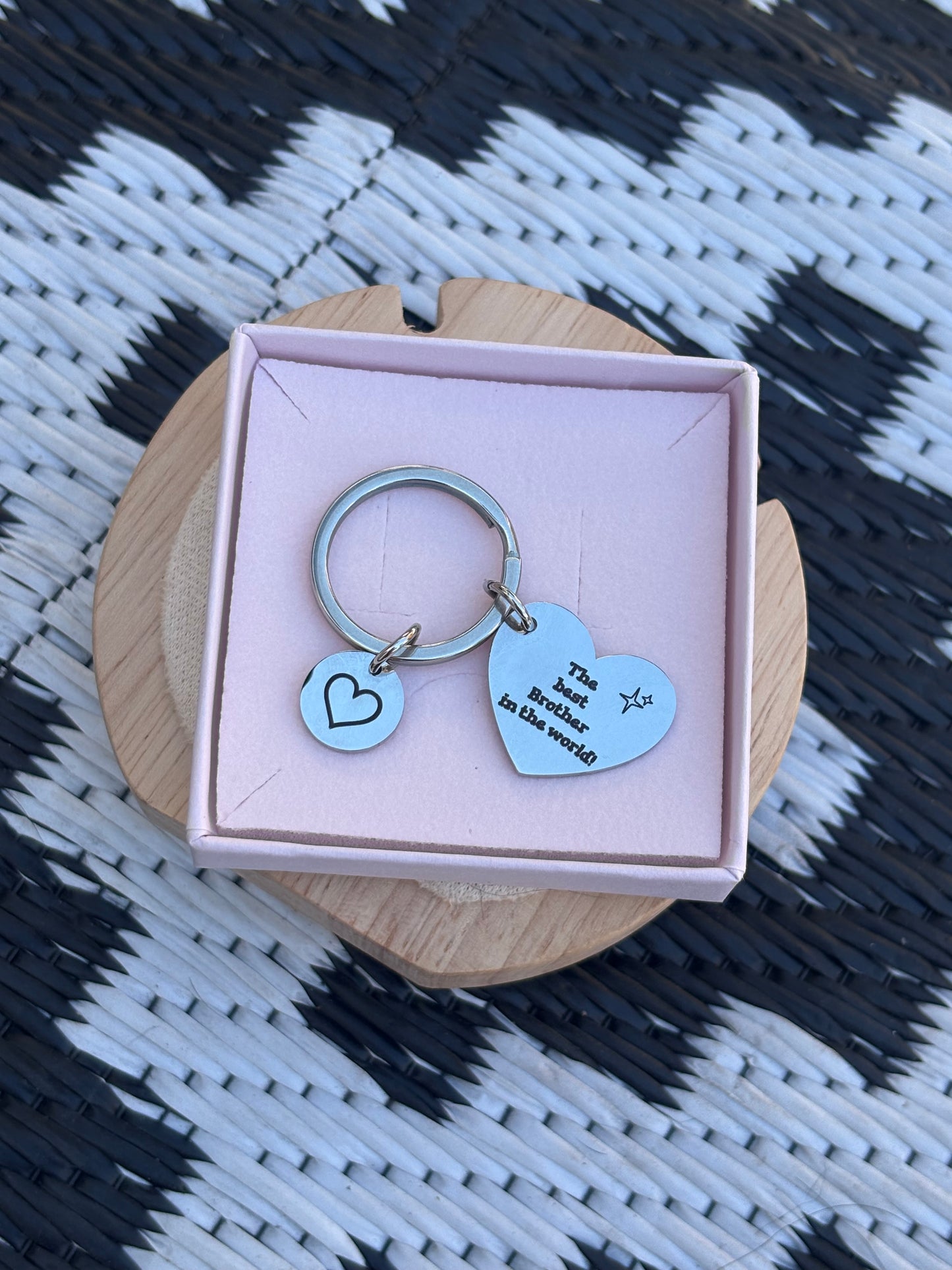 Engrave-able medium Heart mini circle key ring (stainless steel)