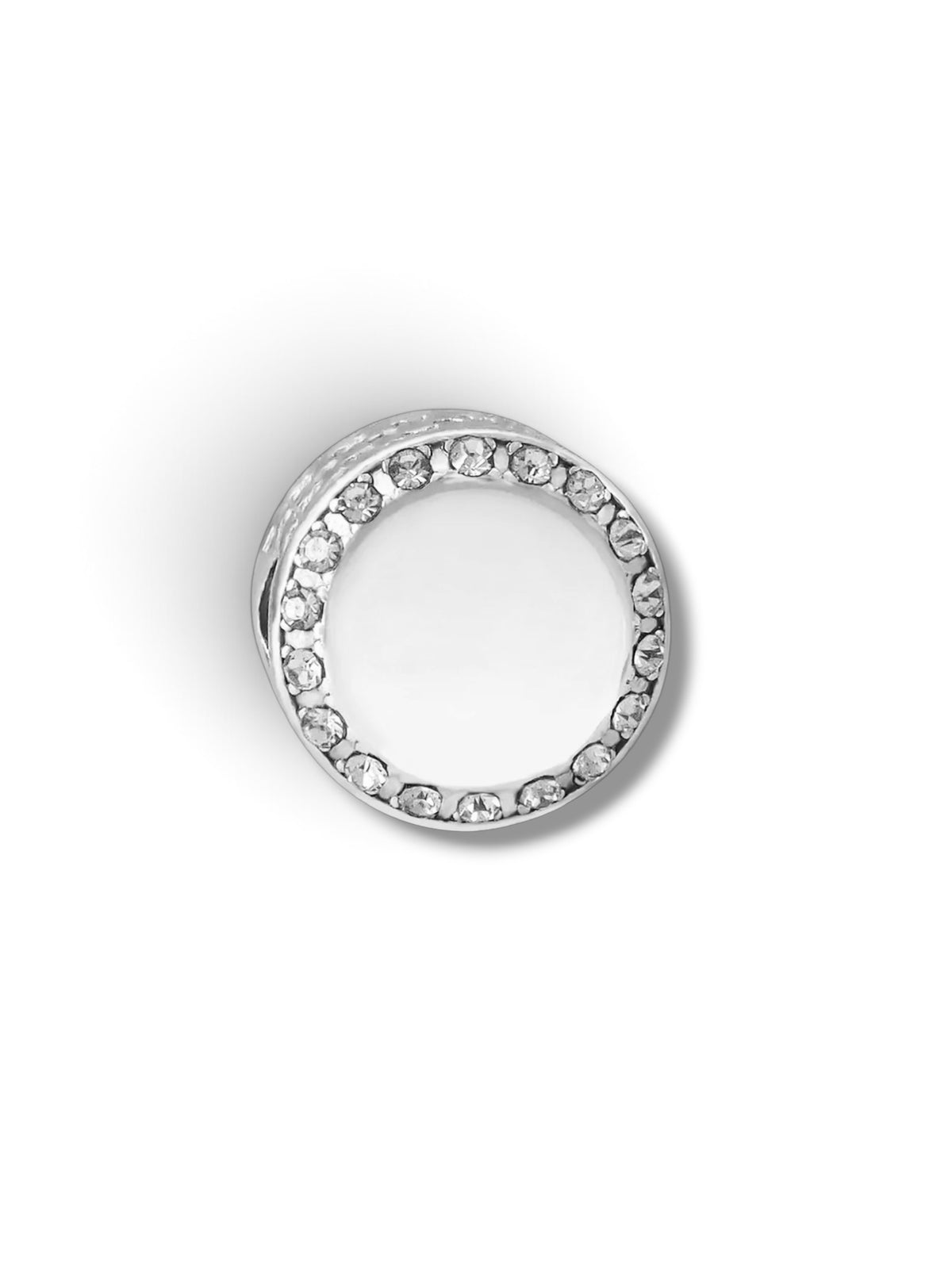Engrave-able - Circle stone charm added heart indprints  ( stainless steel )