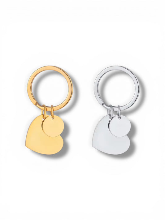 Engrave-able medium Heart mini circle key ring (stainless steel)