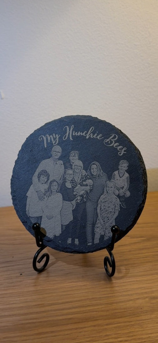Engrave-able - Custom slate coaster/ornament natural rough edge.