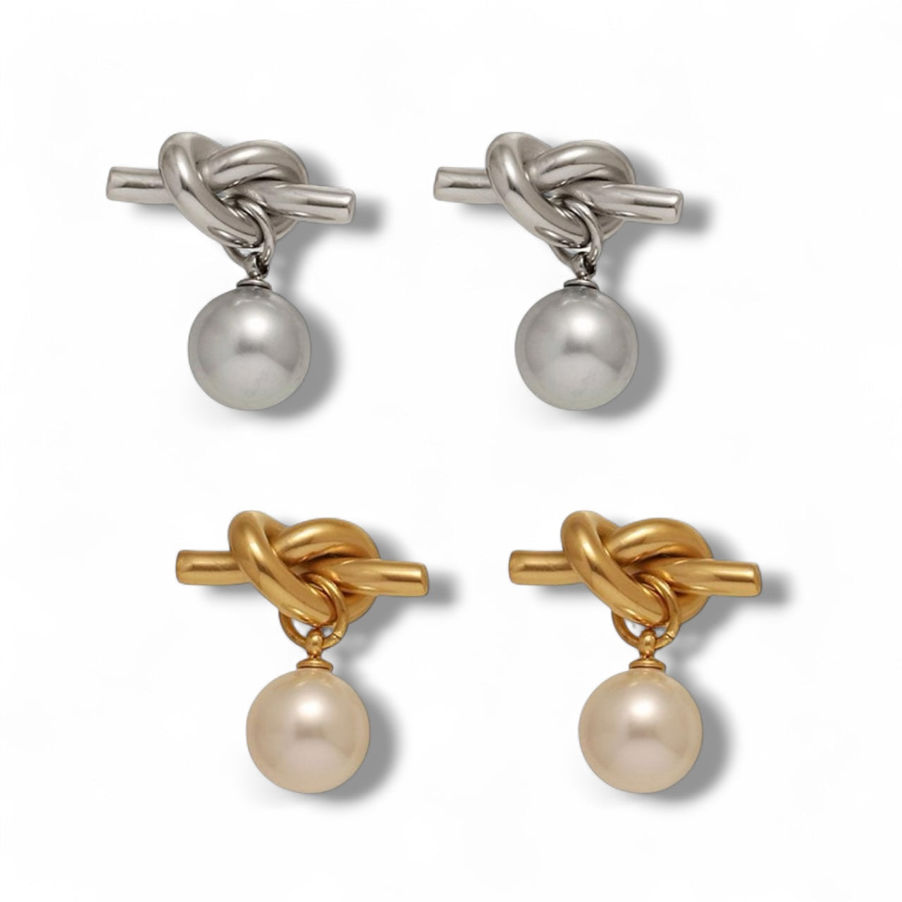 Twist Pearl studs ( stainless steel )