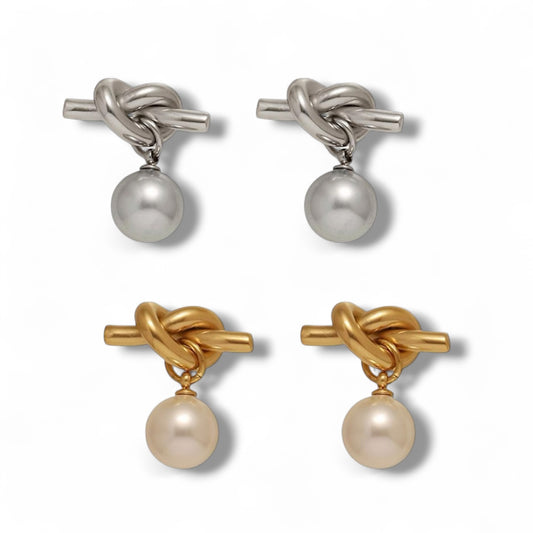 Twist Pearl studs ( stainless steel )