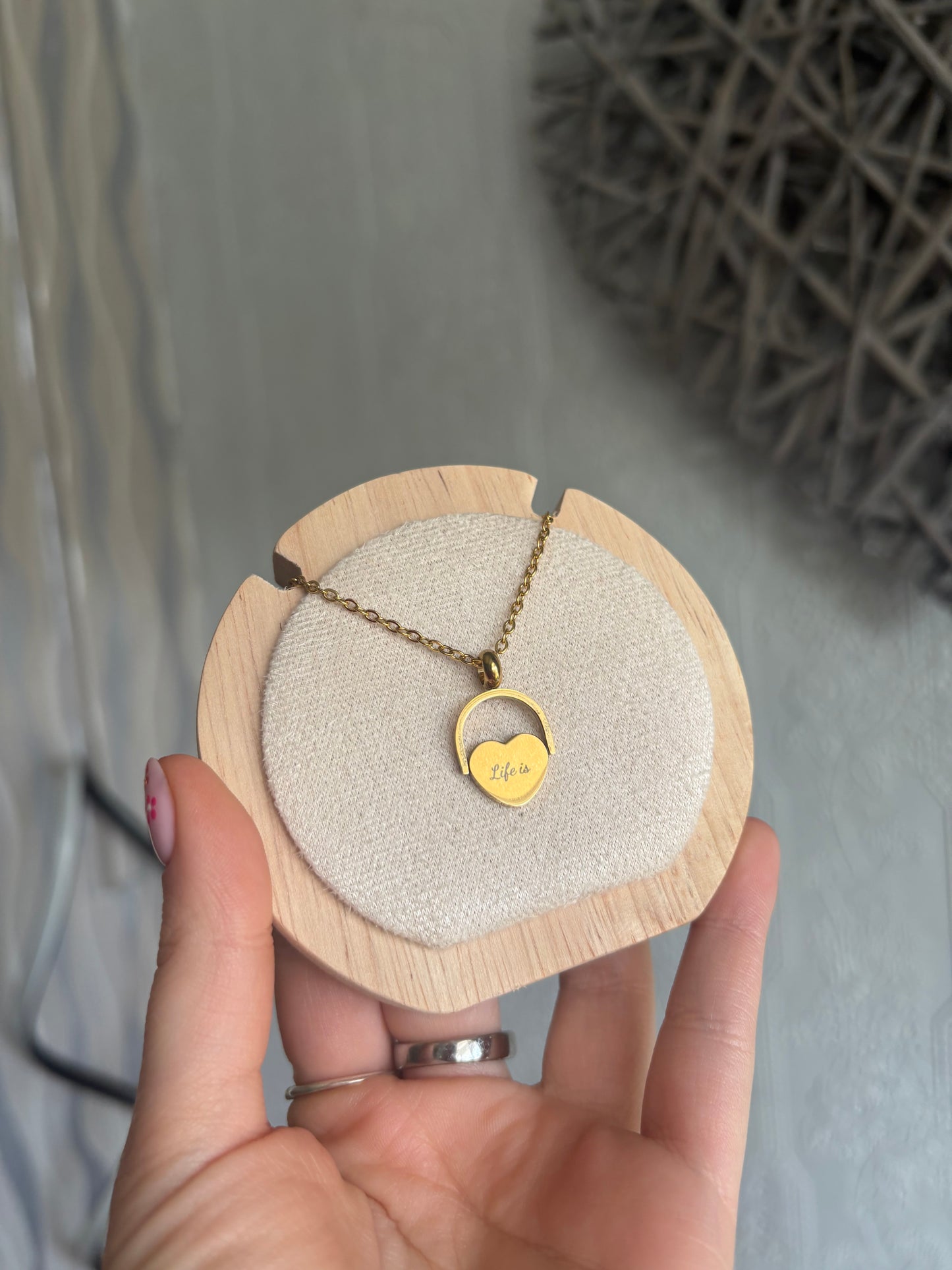 Engrave-able rotatable small heart necklace (stainless steel)