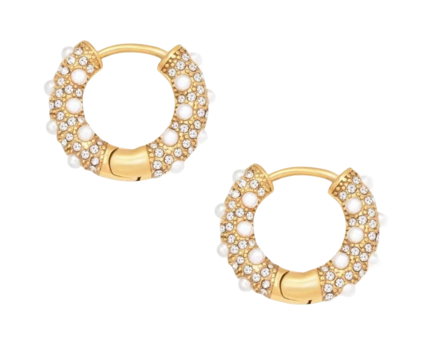 Honey Pearl - huggie (small hoop stainless steel )