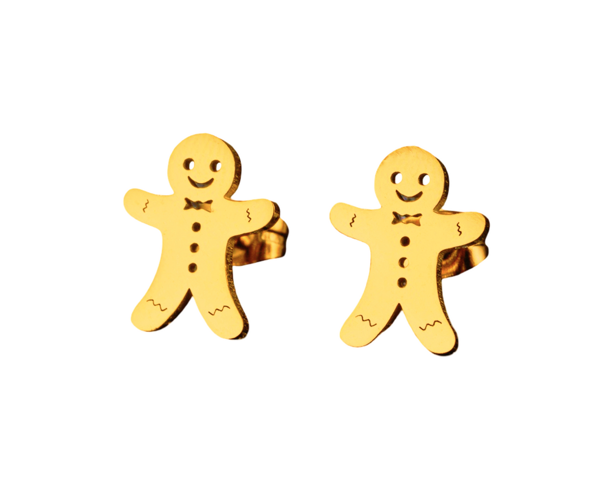 Christmas print earring (stud back stainless steel )