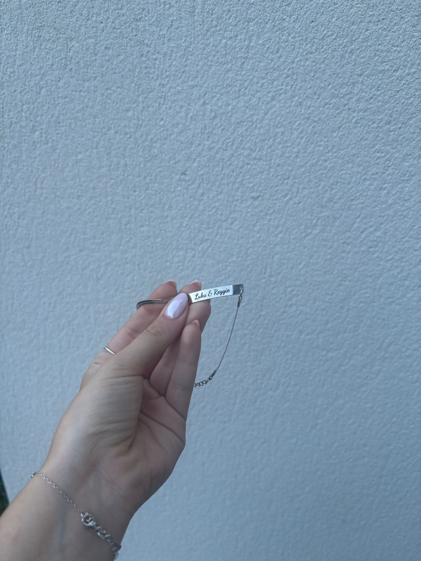 Engrave-able curve flat bar bracelet (stainless steel)