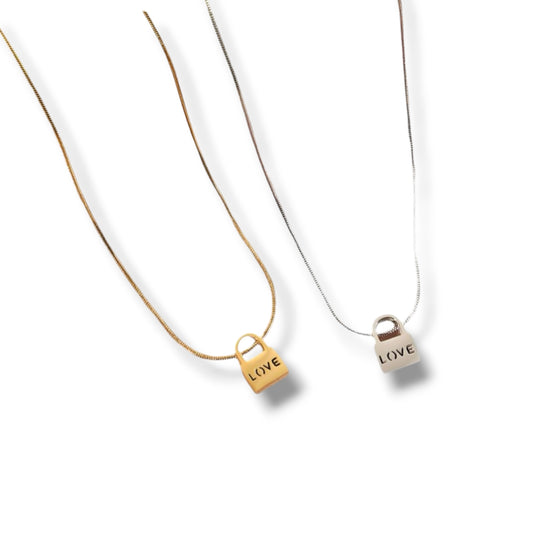 Engraved Dainty love lock ( stainless steel )