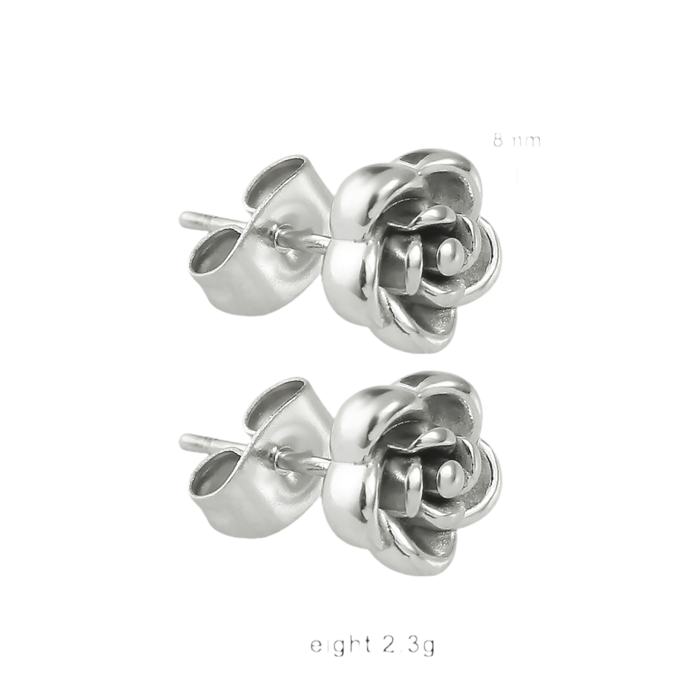 3D Rose studs ( stainless steel )