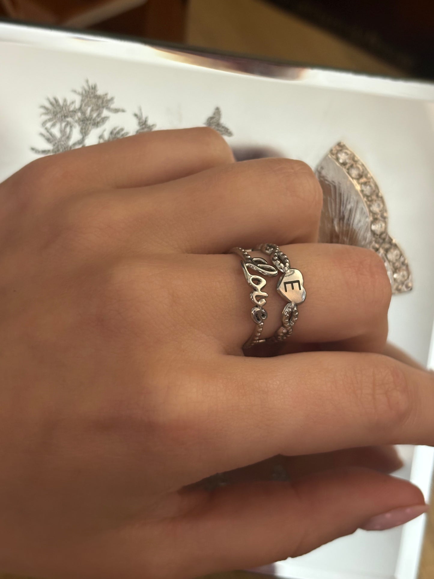 Engrave-able Love intwine double ring ( stainless steel adjustable)