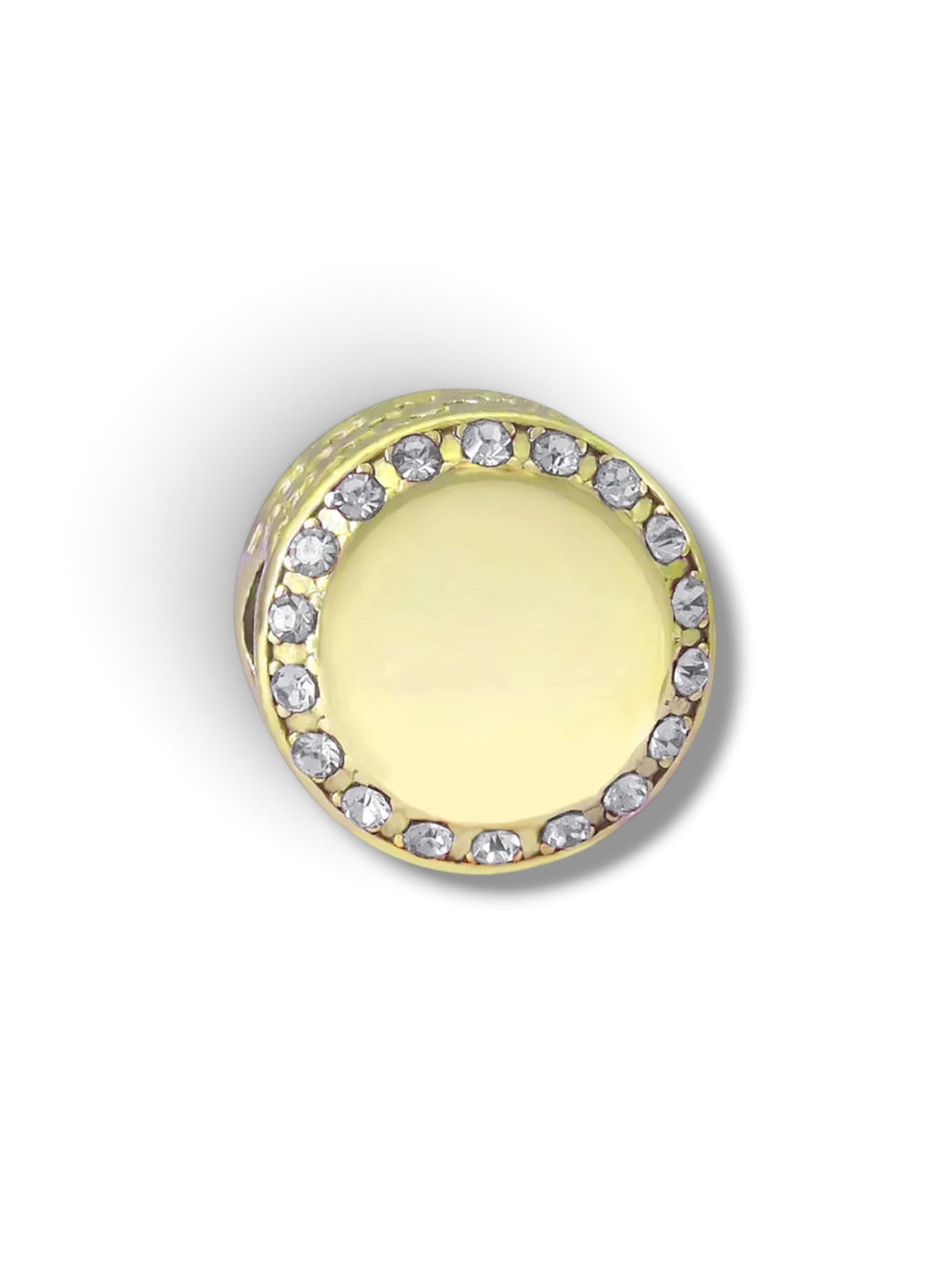 Engrave-able - Circle stone charm added heart indprints  ( stainless steel )