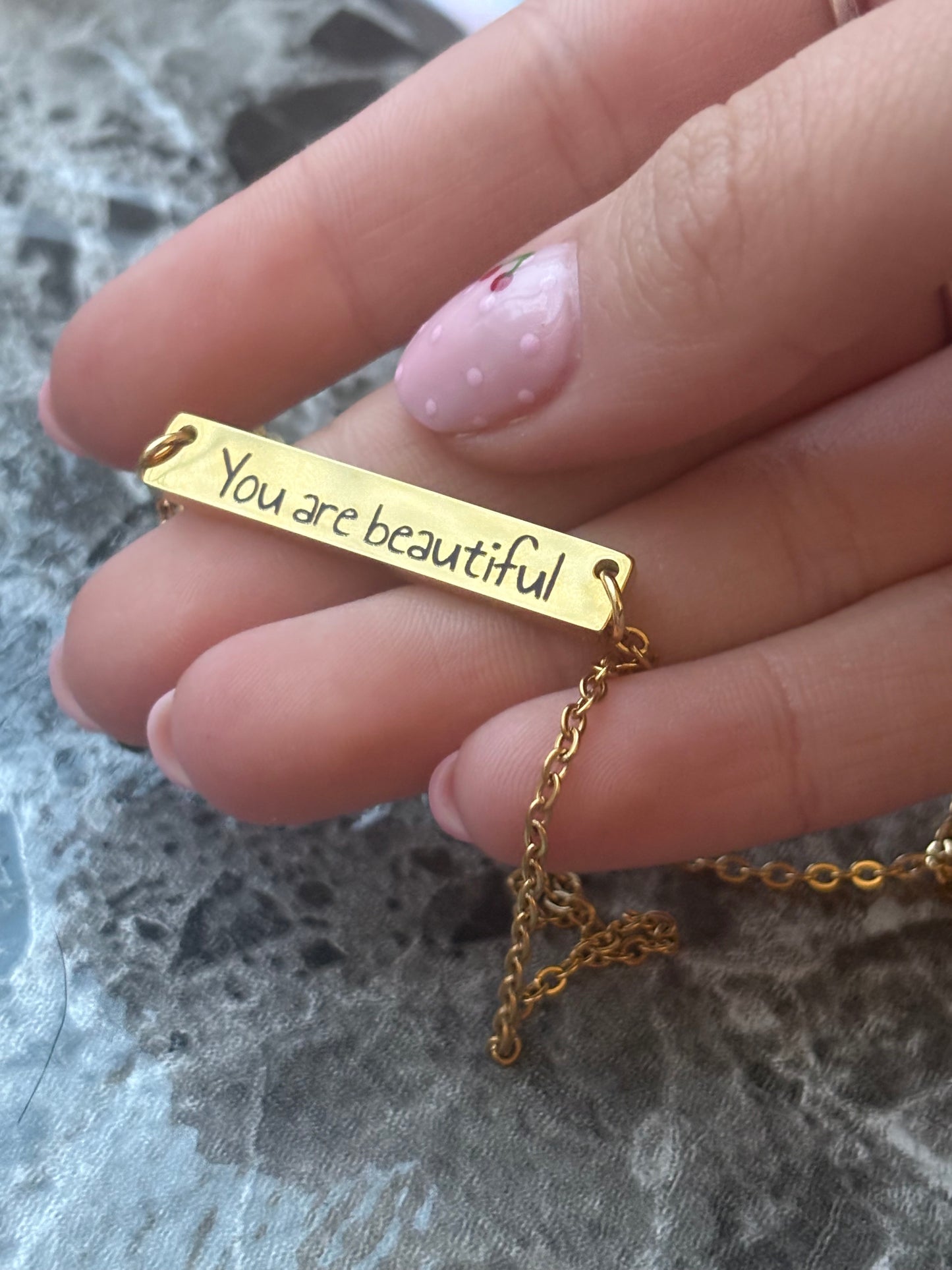 Engrave-able flat bar necklace (stainless steel)