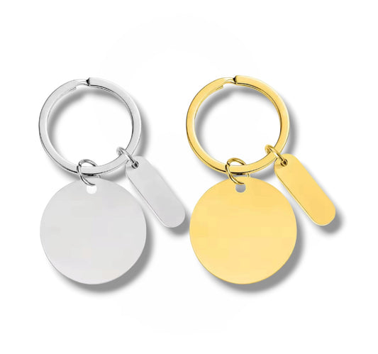 Enrgave-able large circle mini bar key ring ( stainless steel )