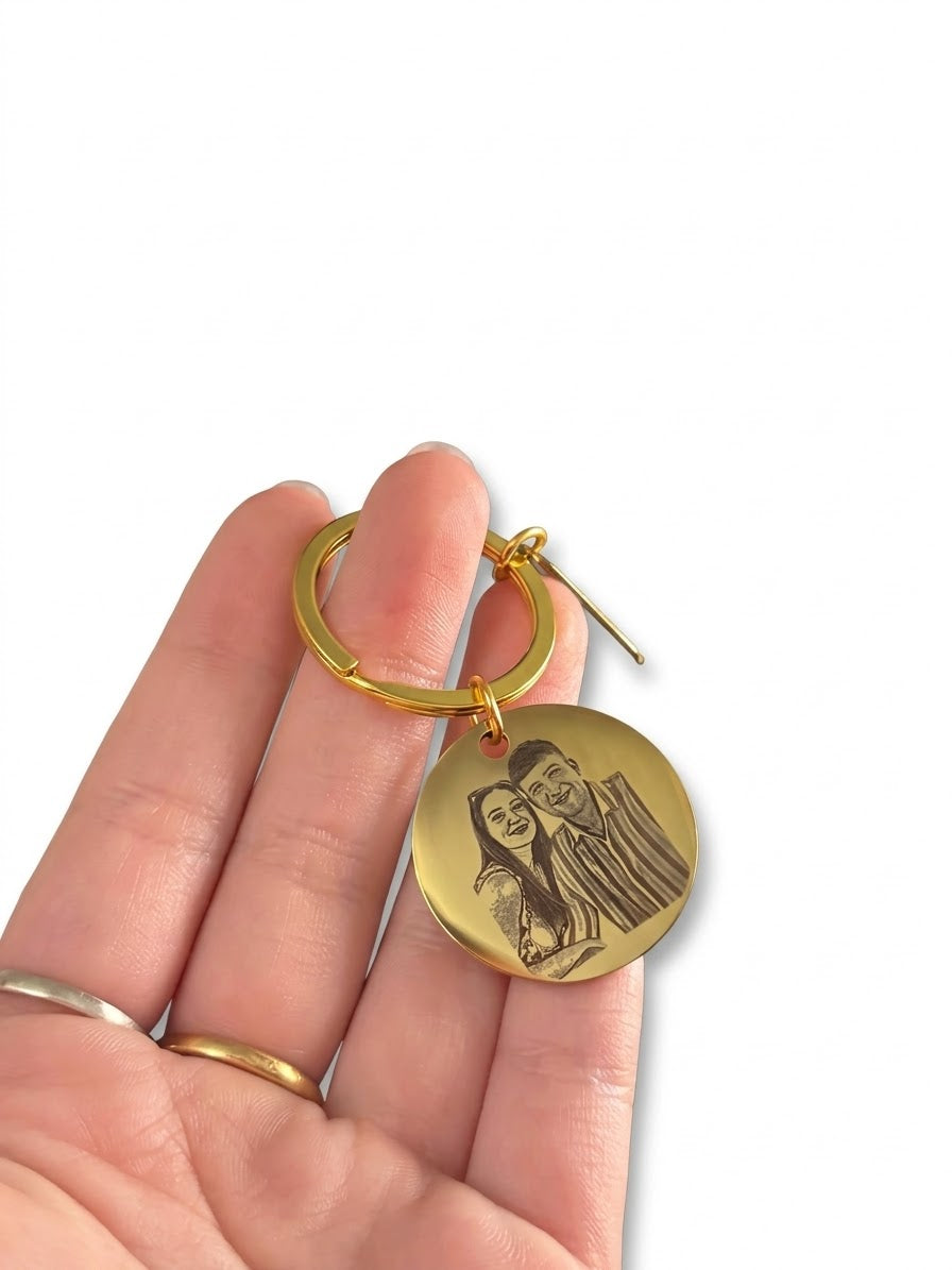 Enrgave-able large circle mini bar key ring ( stainless steel )