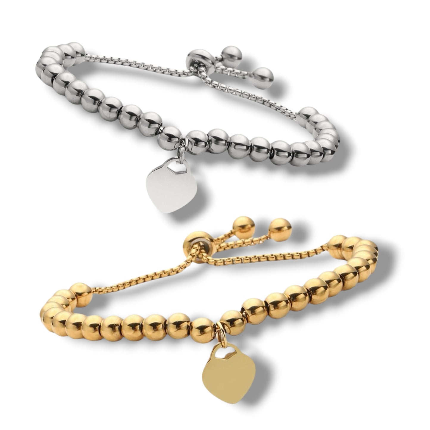 Love beaded bracelet ( stainless steel adjustable )