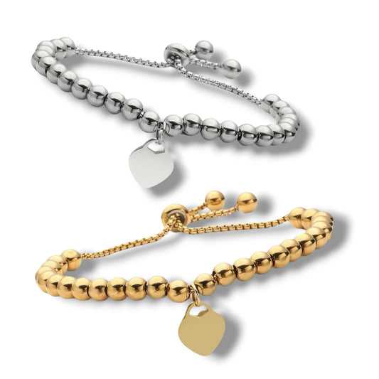 Love beaded bracelet ( stainless steel adjustable )