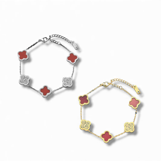 Exclusive - Burgendy Daisy bracelet ( stainless steel )