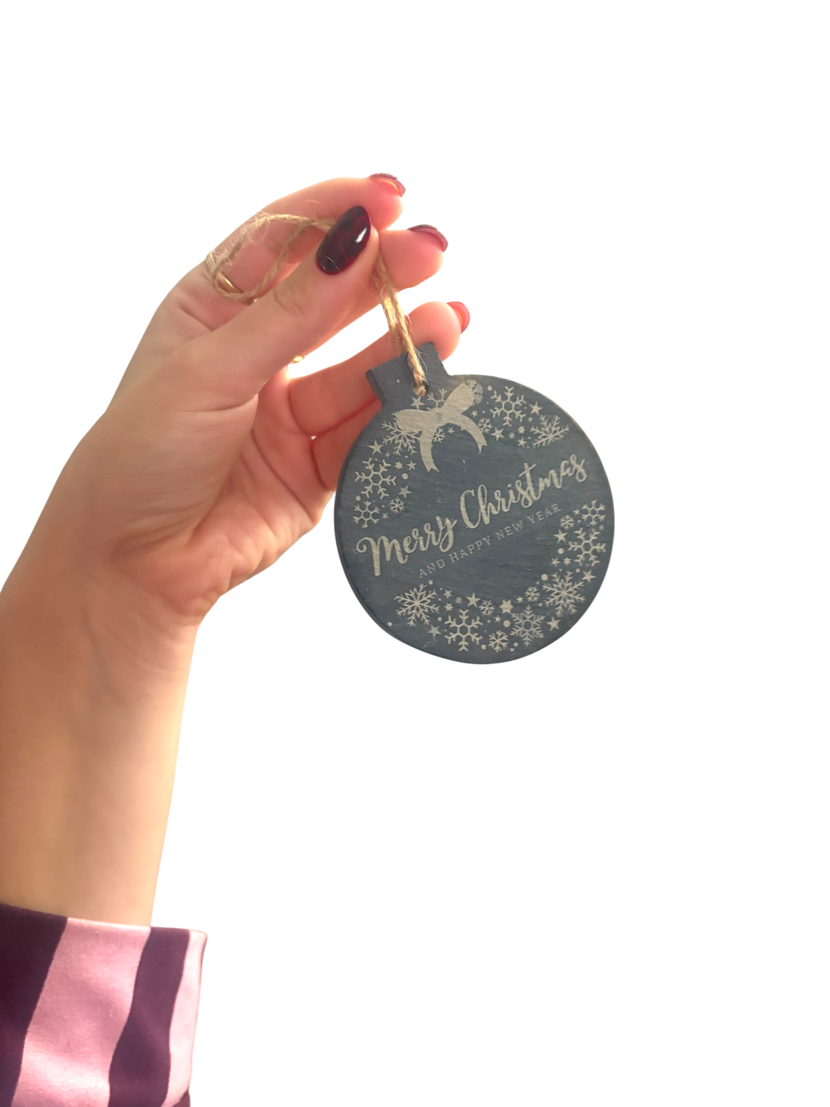 Customise slate & acrylic bauble bundle x2