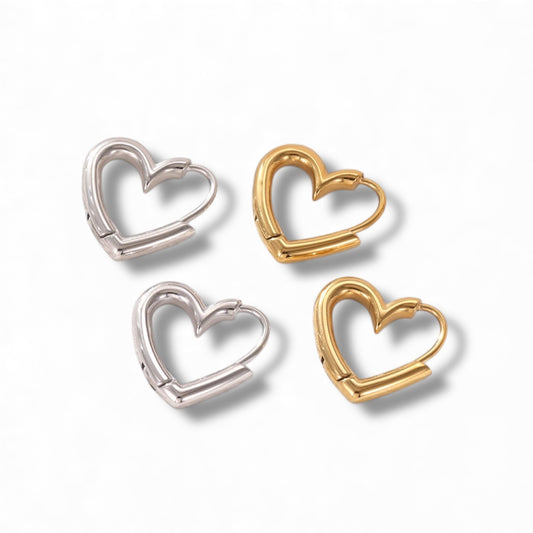 XL heart Huggies - small hoop stainless steel