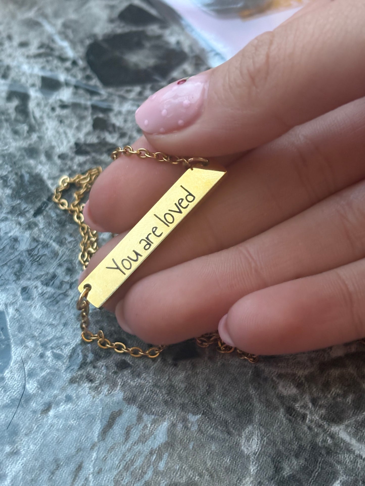 Engrave-able flat bar necklace (stainless steel)