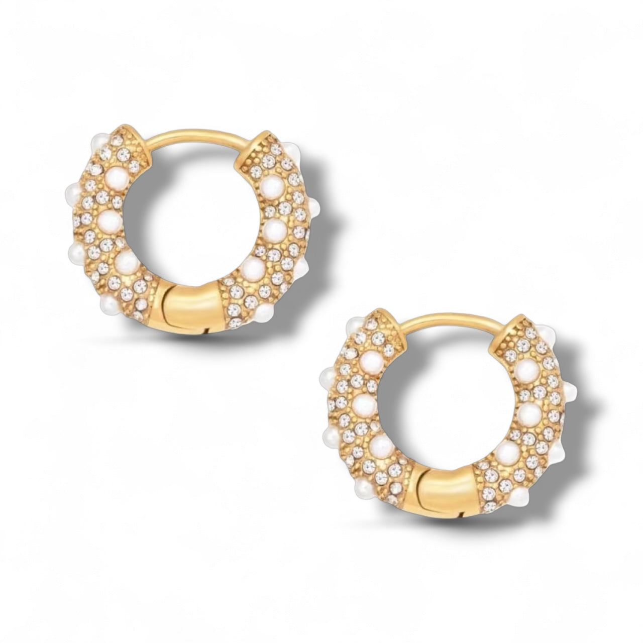 Honey Pearl - huggie (small hoop stainless steel )