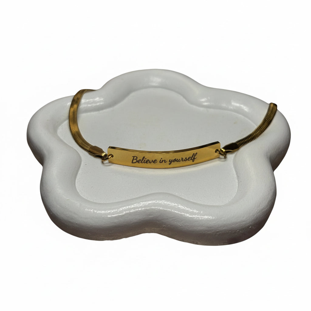 Engrave-able curve flat bar bracelet (stainless steel)