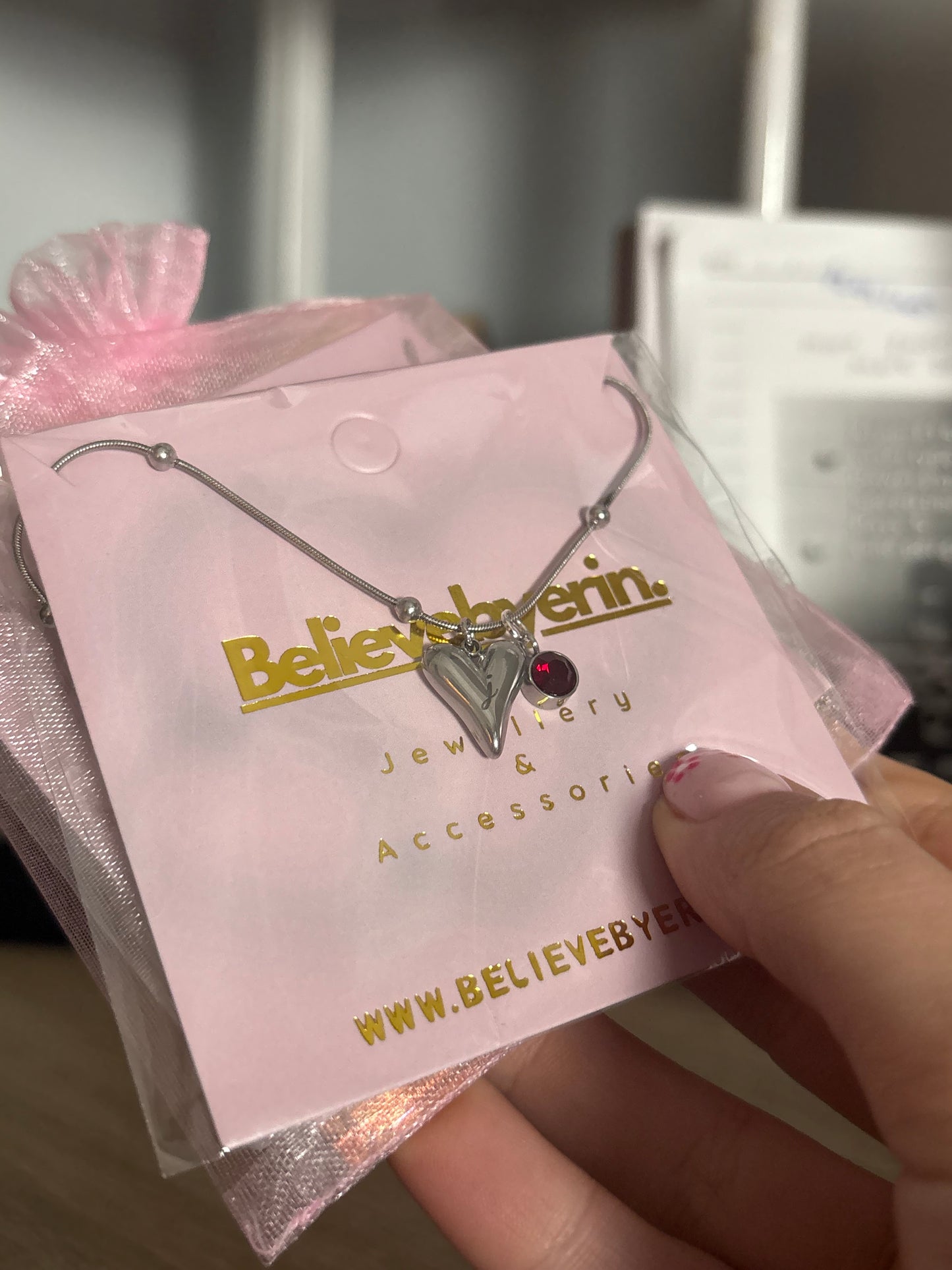 Bead Heart drop pedant necklace ( stainless steel )