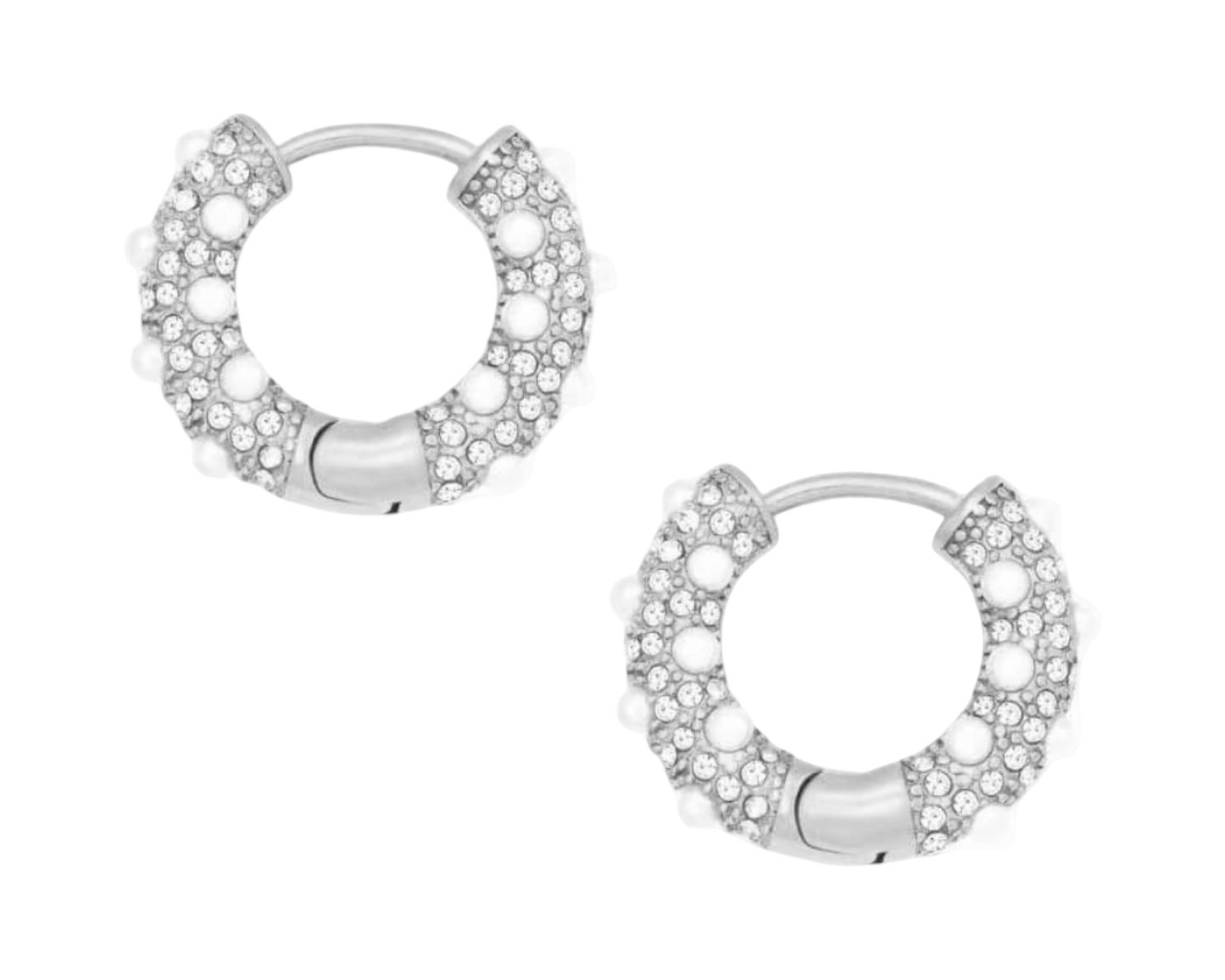Honey Pearl - huggie (small hoop stainless steel )