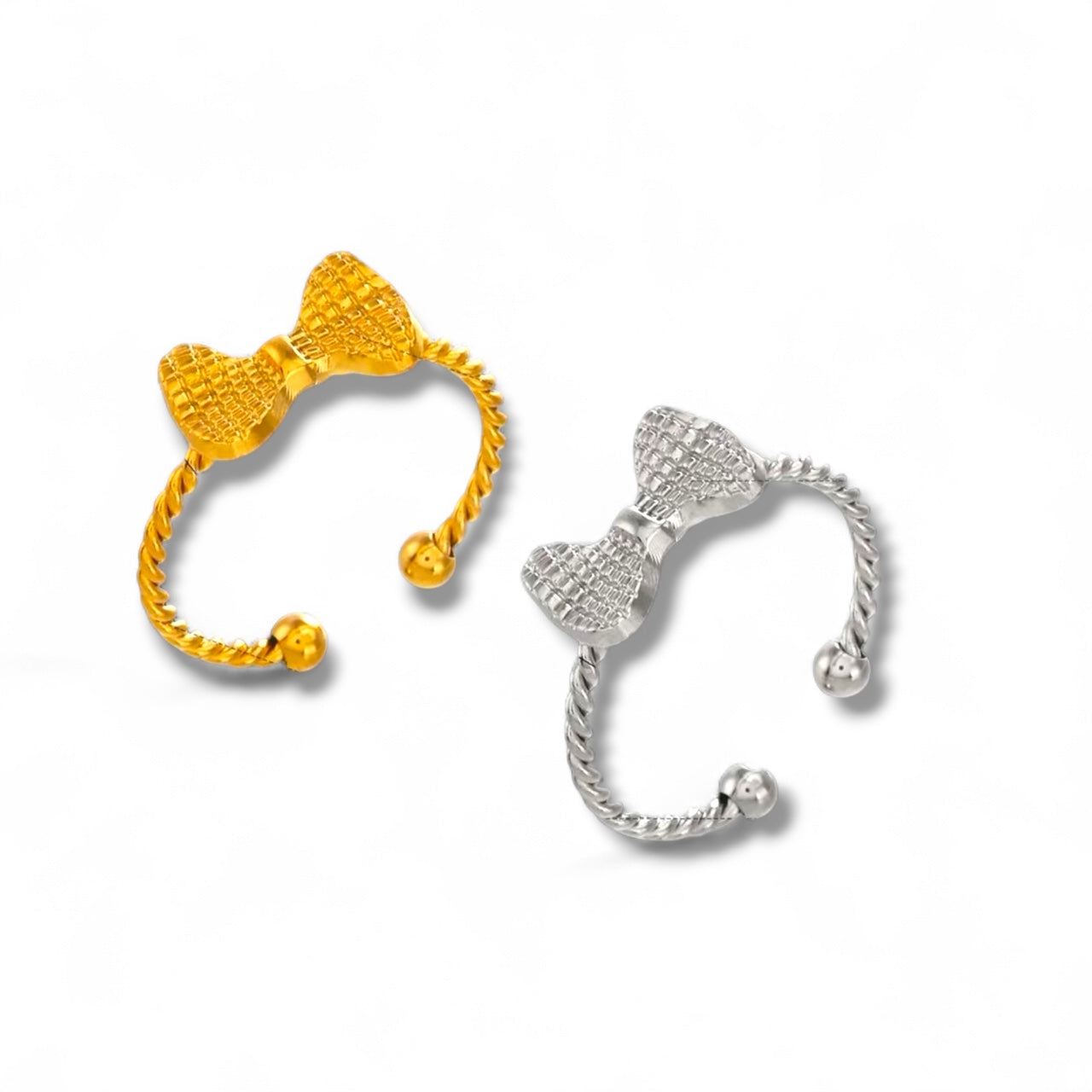 Textured bow ring ( stainless steel adjustable)