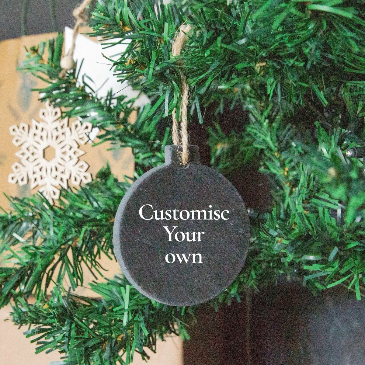 Engrave-able hanging ornament slats bauble