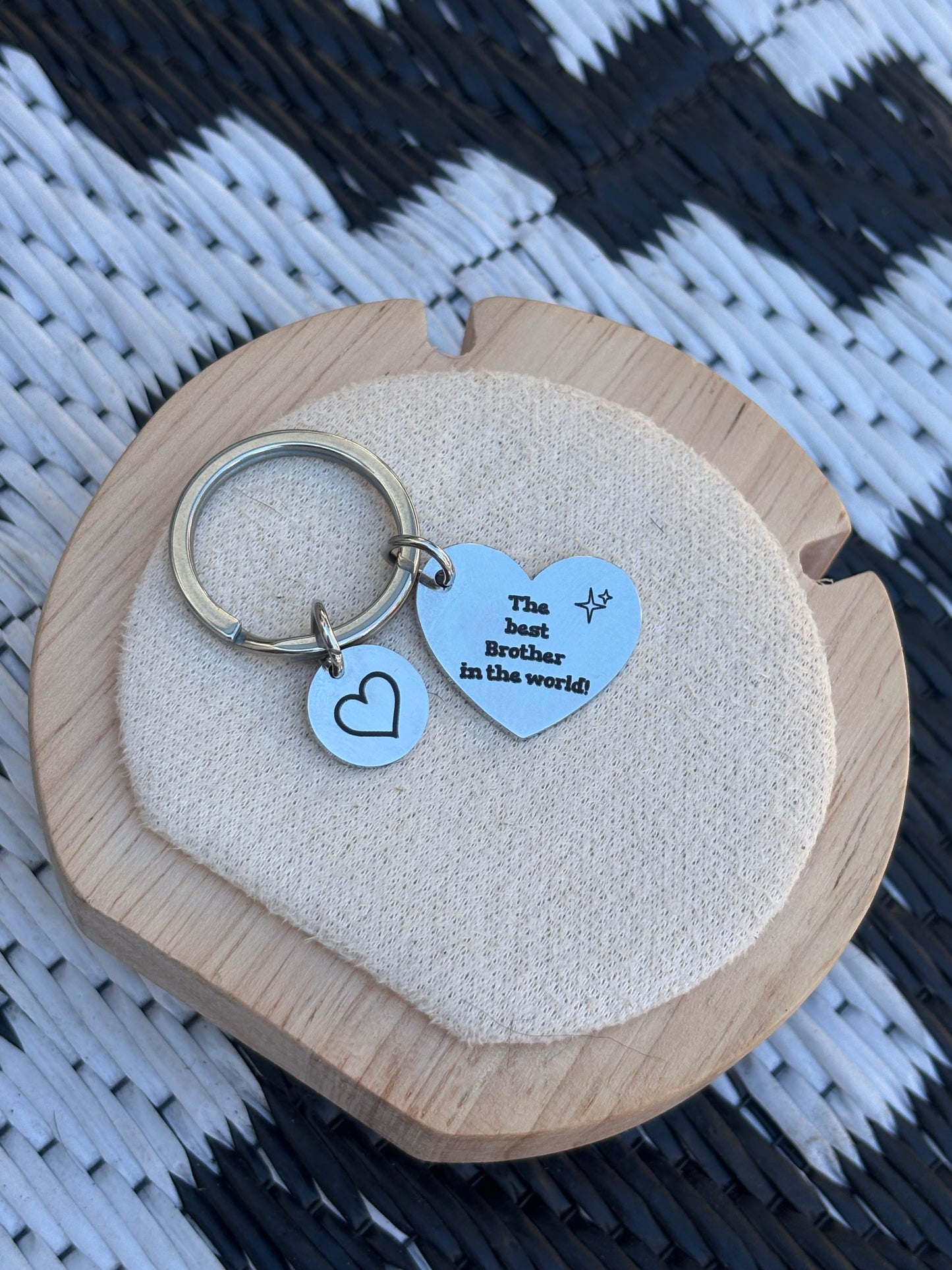 Engrave-able medium Heart mini circle key ring (stainless steel)