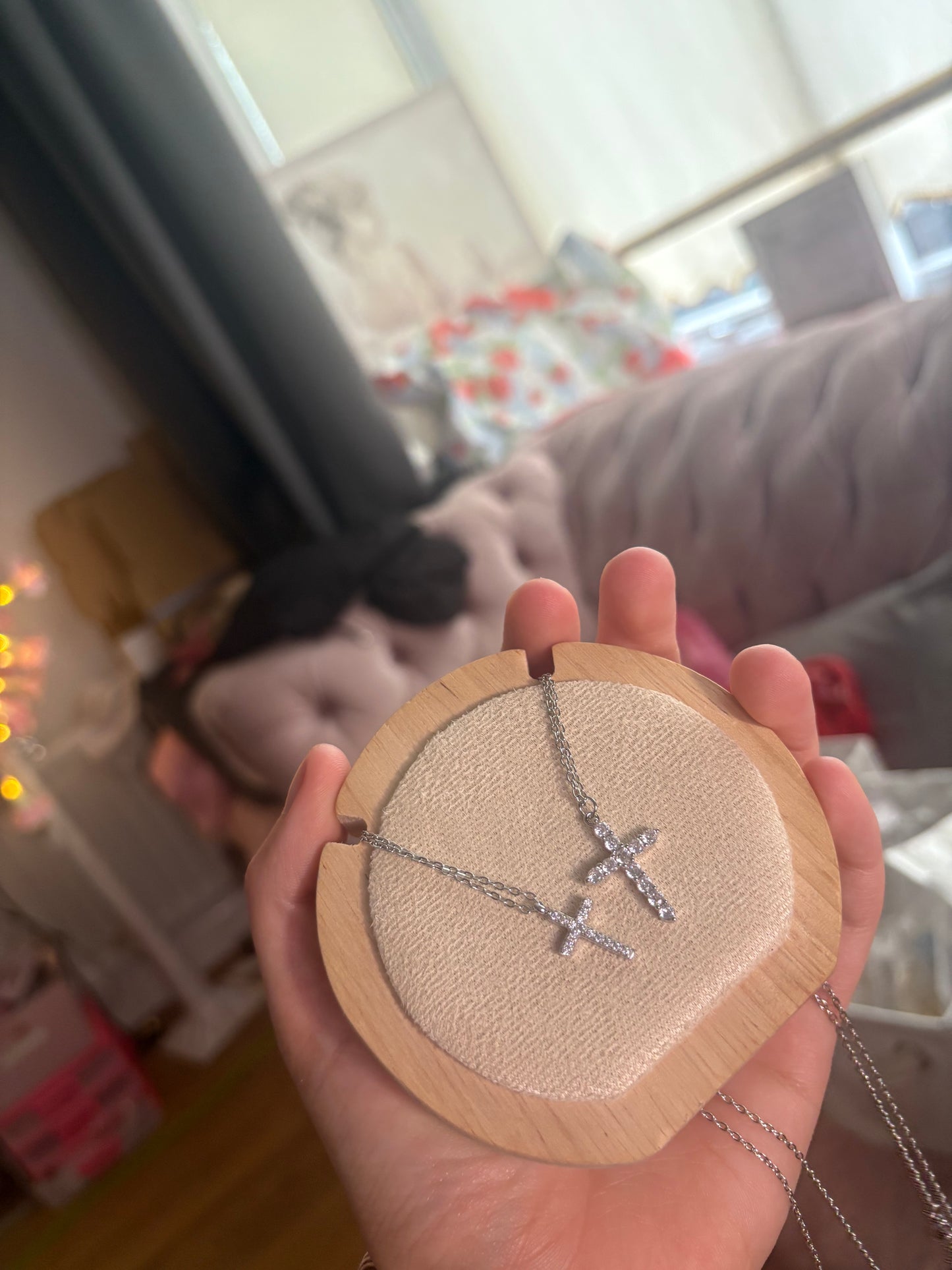 Stone Holy cross necklace ( stainless steel )