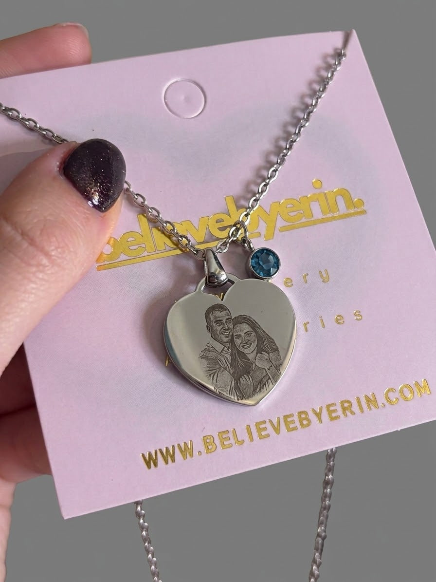 Engrave-able large/medium  heart pendant necklace (stainless steel)