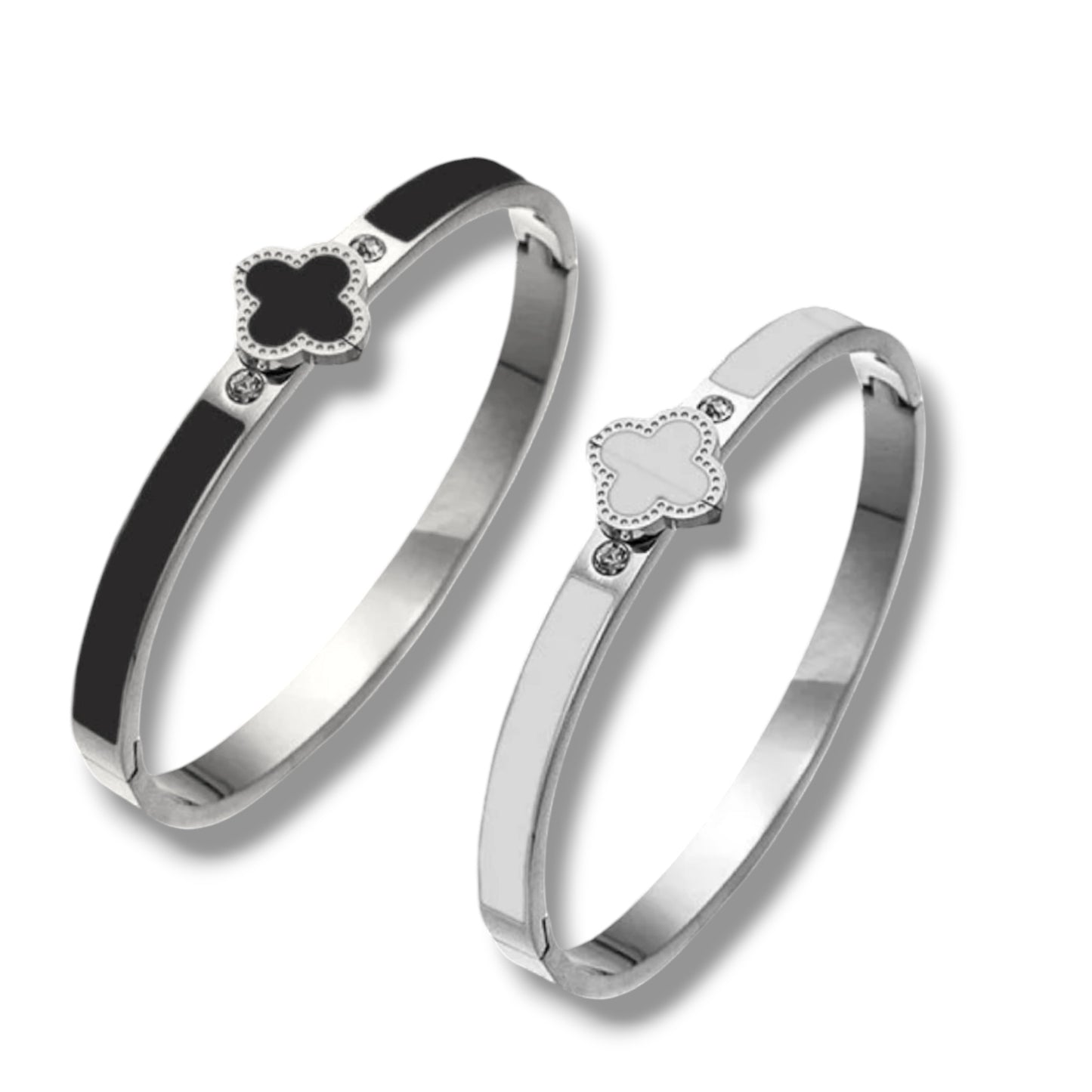 Silver Daisy bangle - stainless steel